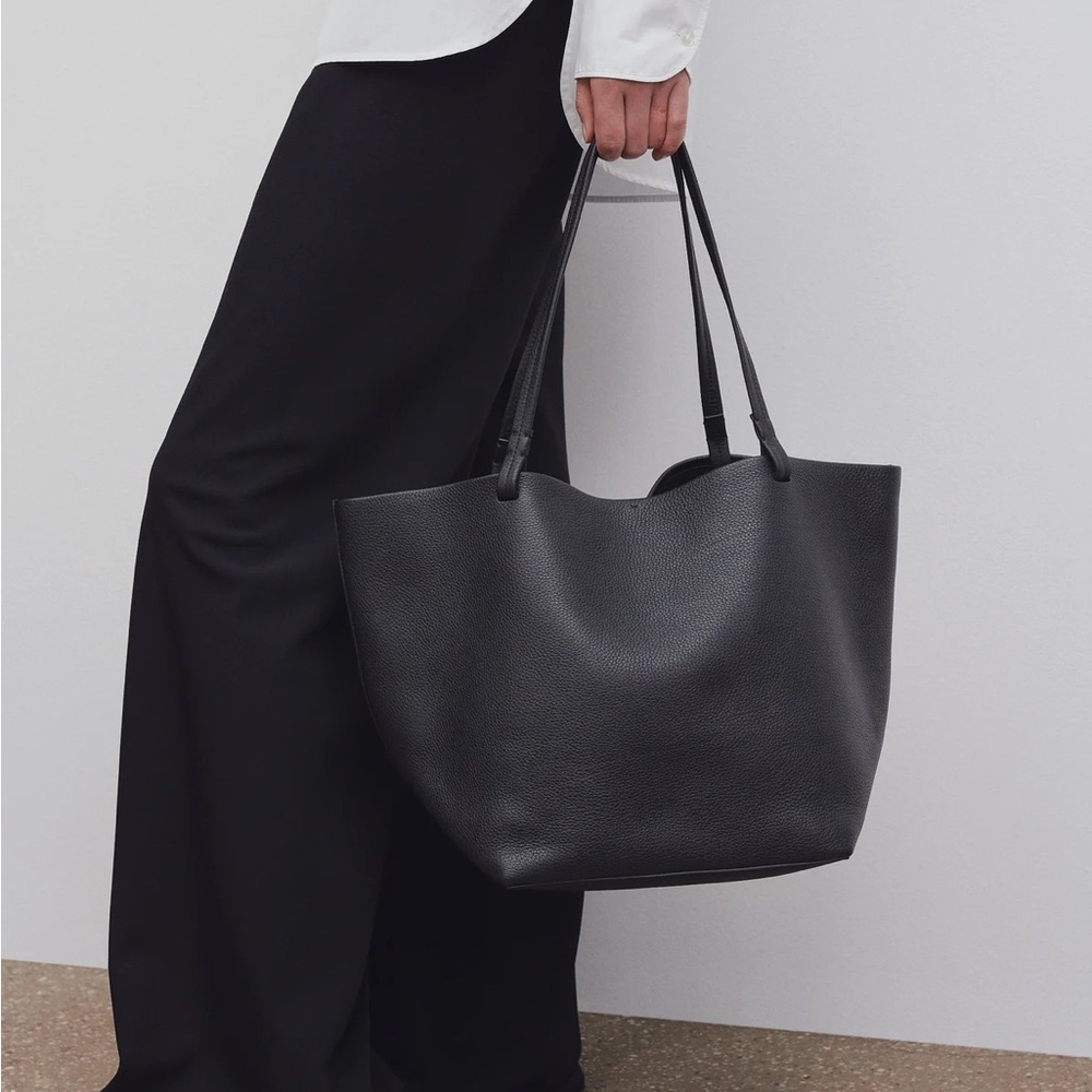 The Row Black Leather Park Tote Bag